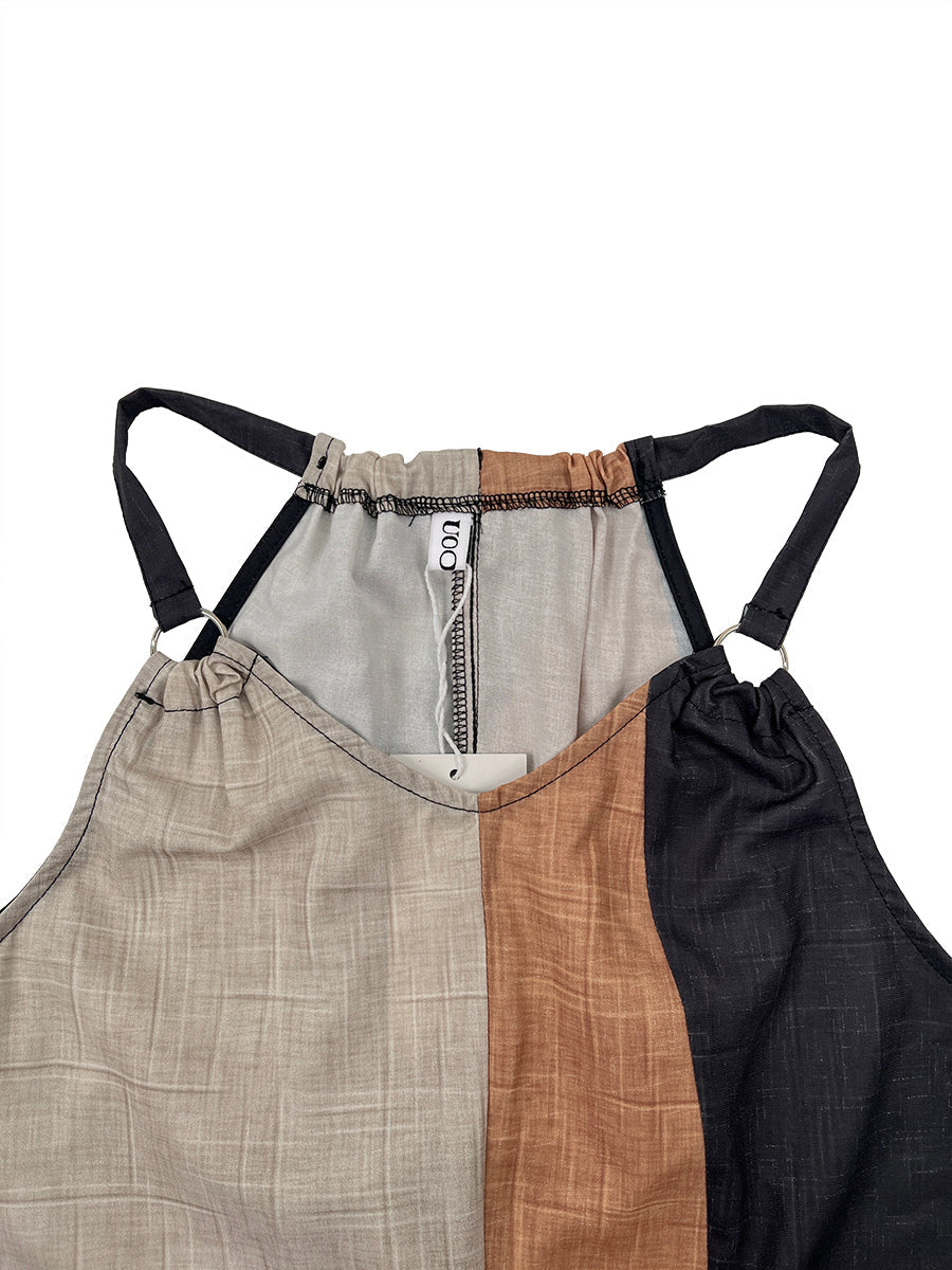 Soraya | Maxi abito asimmetrico con color block a contrasto e stampa leopardata
